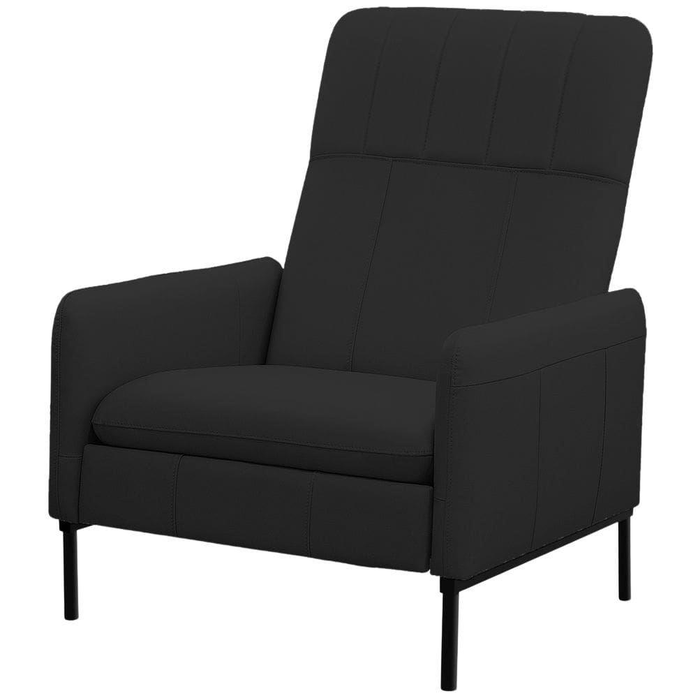 Poltrona Decorativa Fixa Retrátil Reclinável Lutor L06 Couro Preto - Lyam Decor