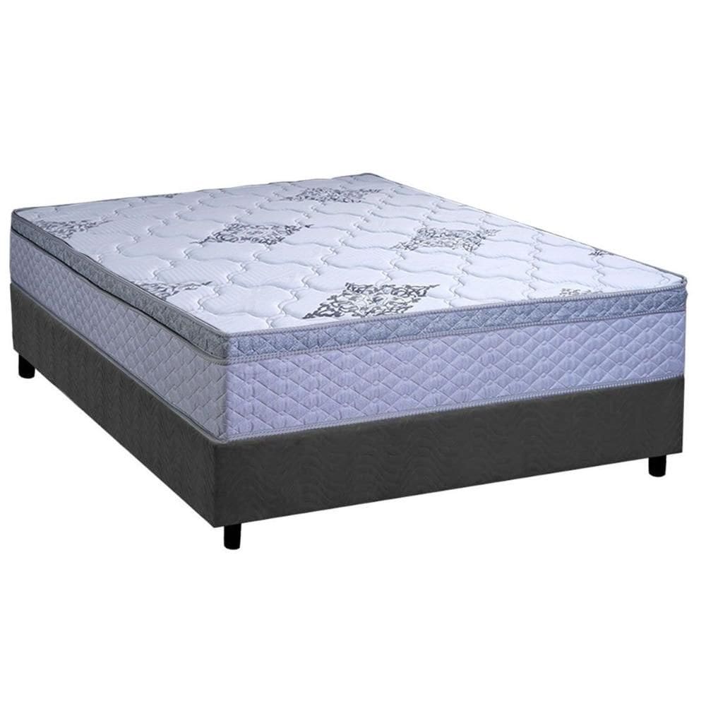 Conjunto Box Casal: Colchão Anatômico Paropas D28 Gold Extra Gray + Base CRC Suede Gray (138x188)
