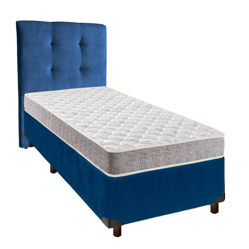 Cama Box + Colchão Solteiro D23 D23 Inducol + Cabeceira Estofada