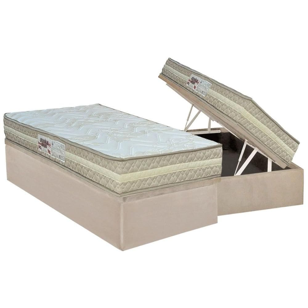 Cama Box Baú Solteiro: Colchão Anatômico Paropas AG65 Master Clean + Base CRC Suede Clean (88x188)