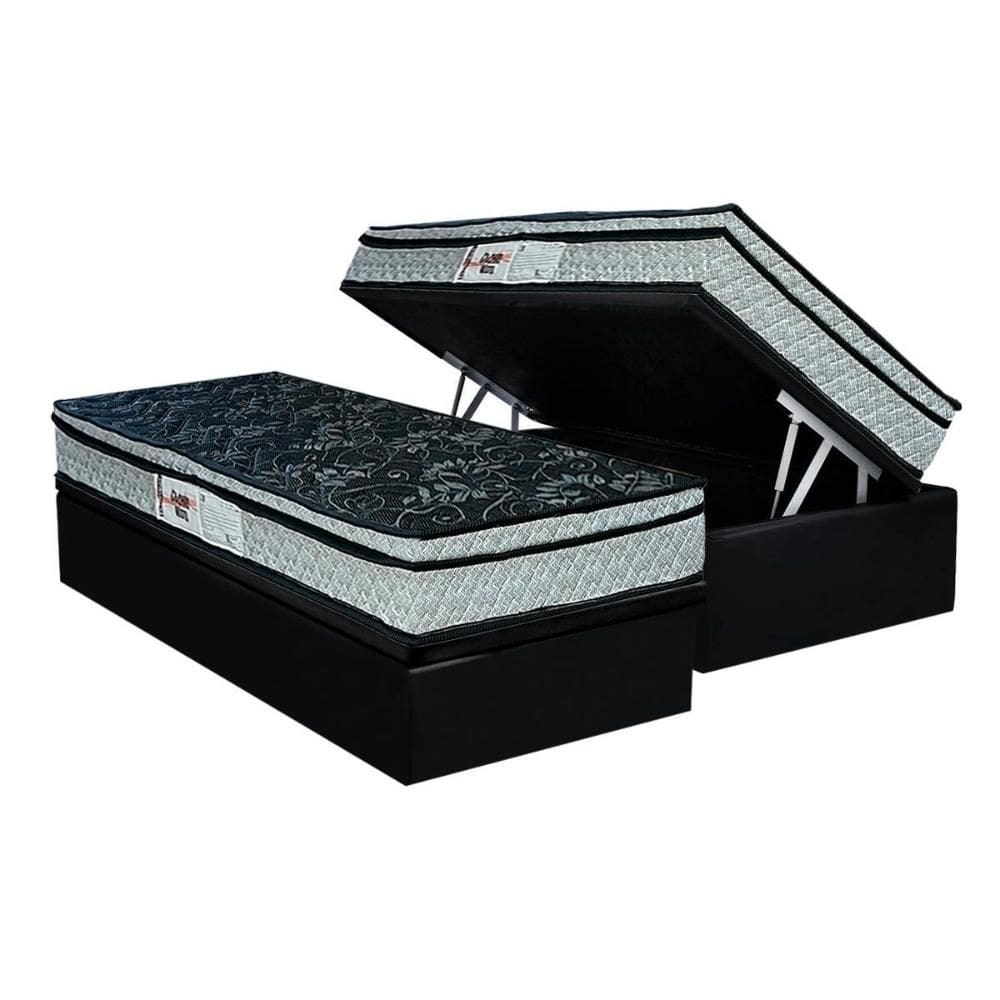 Conjunto Box Baú Solteiro: Colchão Espuma Paropas D28 Conforto Firme + Base CRC Suede Black (88x188)