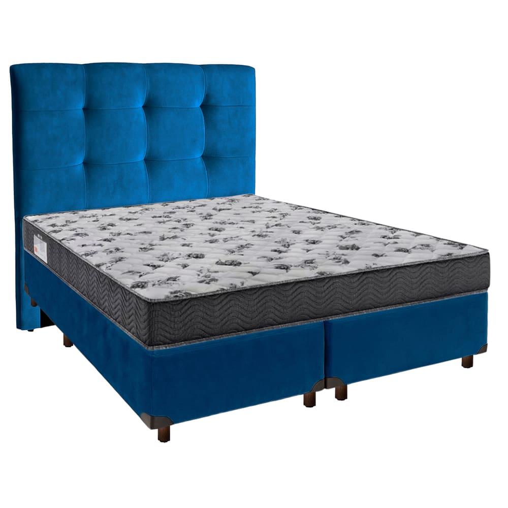 Cama Box + Colchão Casal Ortobom D33 Iso100 + Cabeceira Estofada