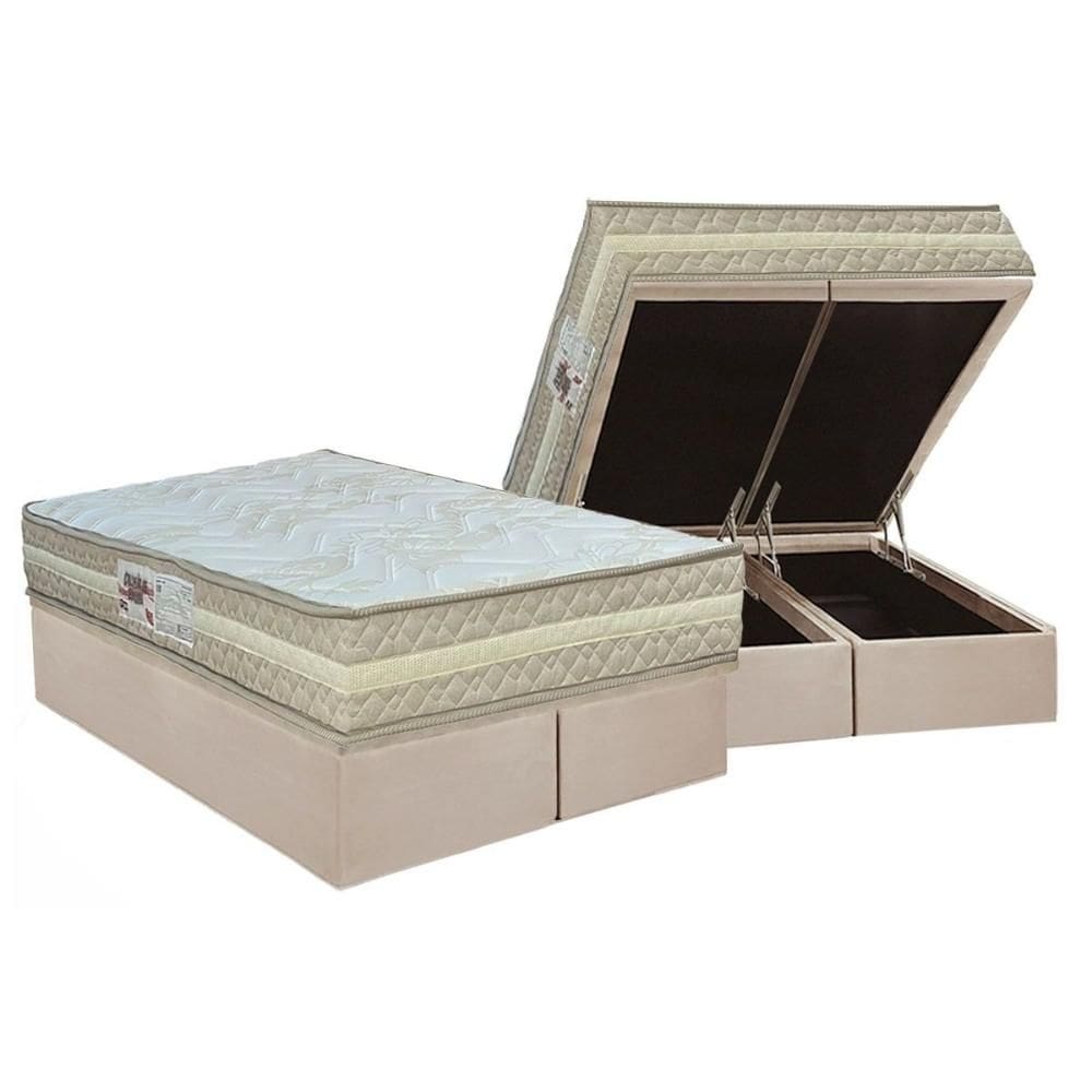Cama Box Baú Queen: Colchão Anatômico Paropas AG65 Master Clean + Base CRC Suede Clean (158x198)