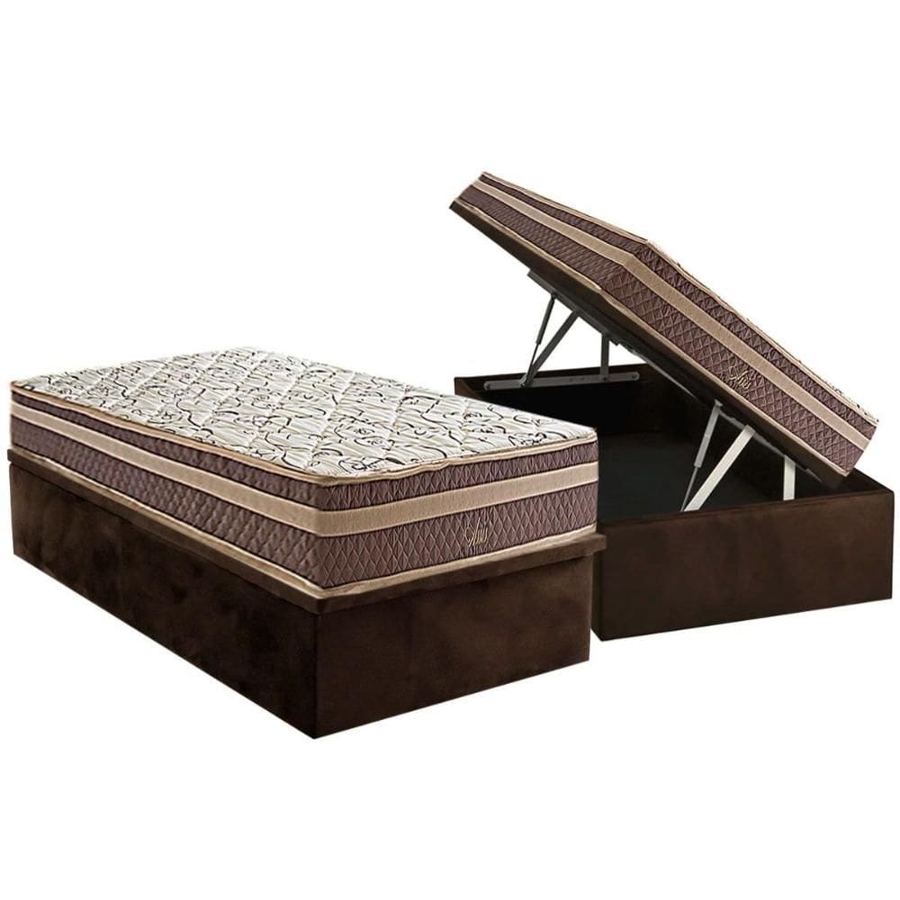 Colchão Solteiro Molas Bonnel Assis + Base CRC Suede Brown (88x188) - Herval