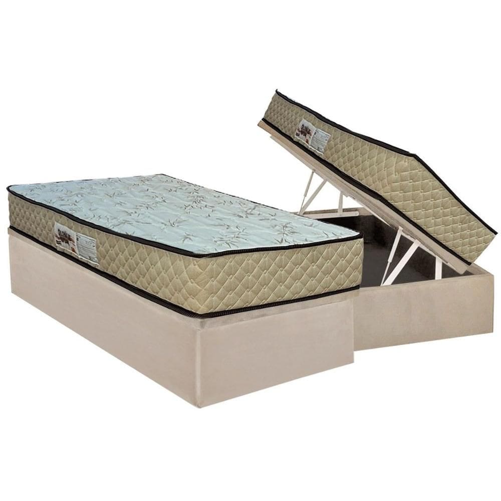 Cama Box Baú Solteiro: Colchão Ortopédico Paropas AG65 Sofistic Clean + Base CRC Suede Clean (88x188)