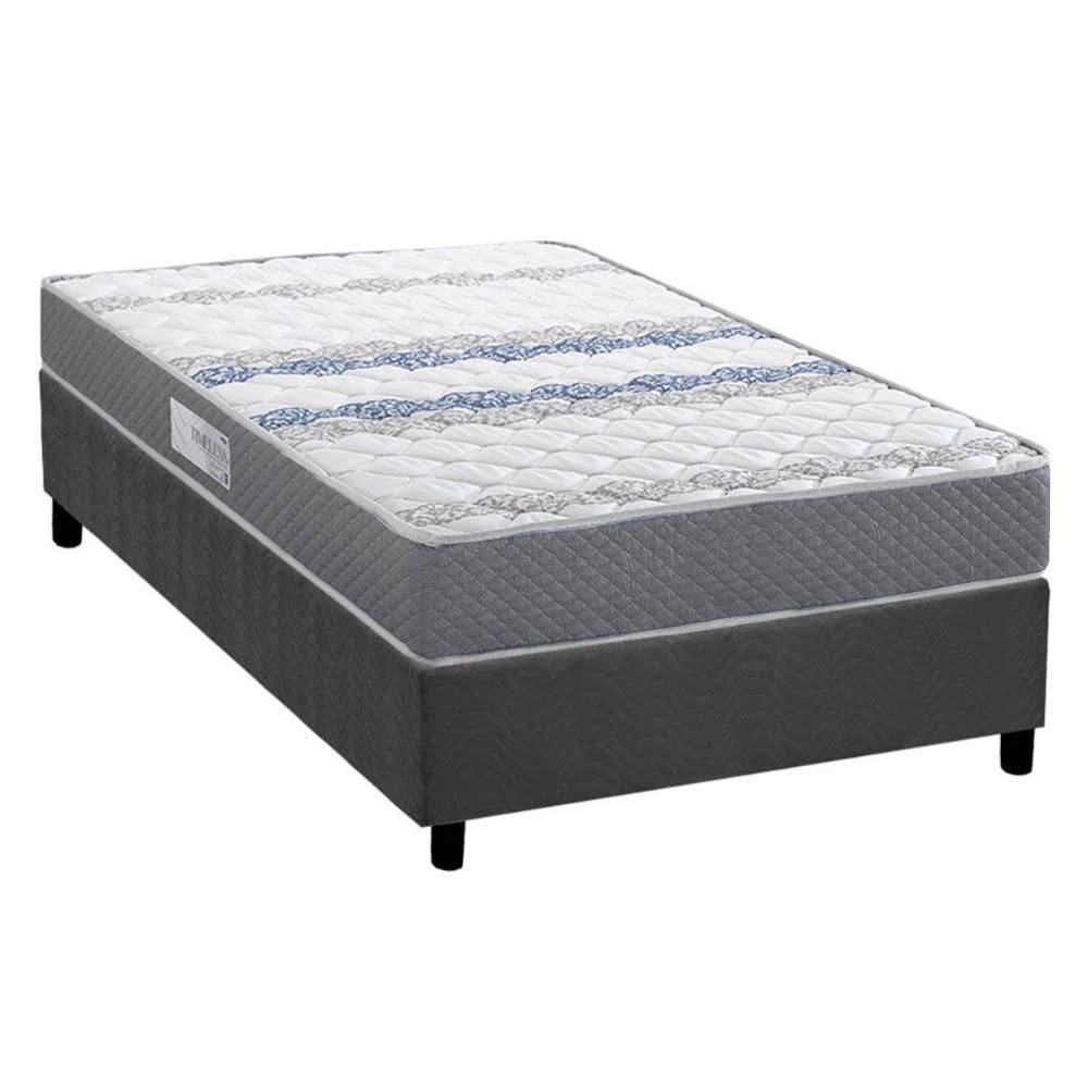 Cama Box Solteiro: Colchão Ortopédico Herval D60 / AG65 Timeless + Base CRC Suede Gray (88x188)