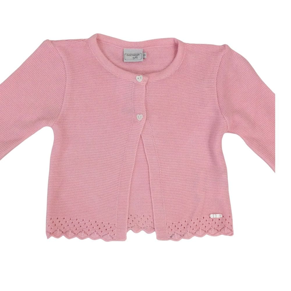 Cardigan infantil fem Noruega rosa branco cru