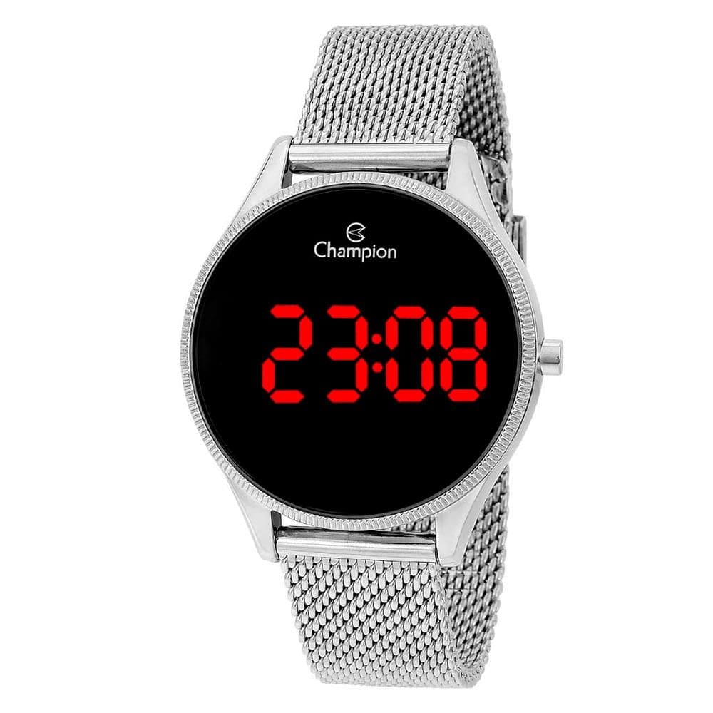 Relógio CHAMPION feminino digital prata preto CH40133T