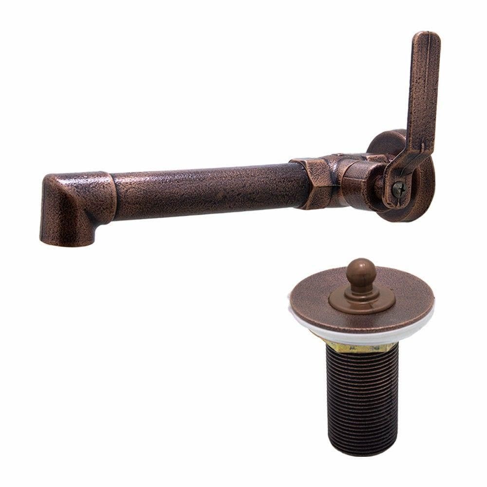 Kit Torneira Banheiro Industrial Rustico Parede Cobre Velho + 1 Valvula Lavatório