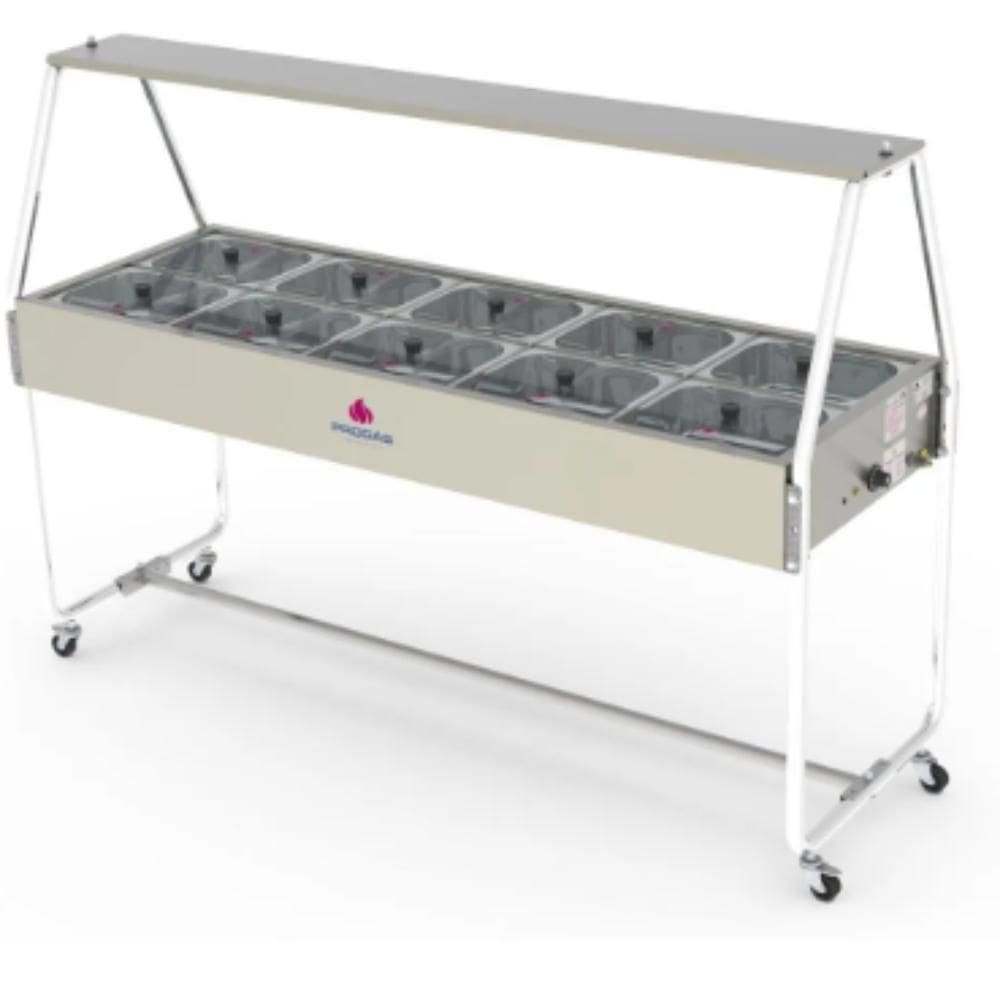 Buffet Térmico Progás Self Service 10 Cubas C-tampas de Vidro 110V - Prb-10gn