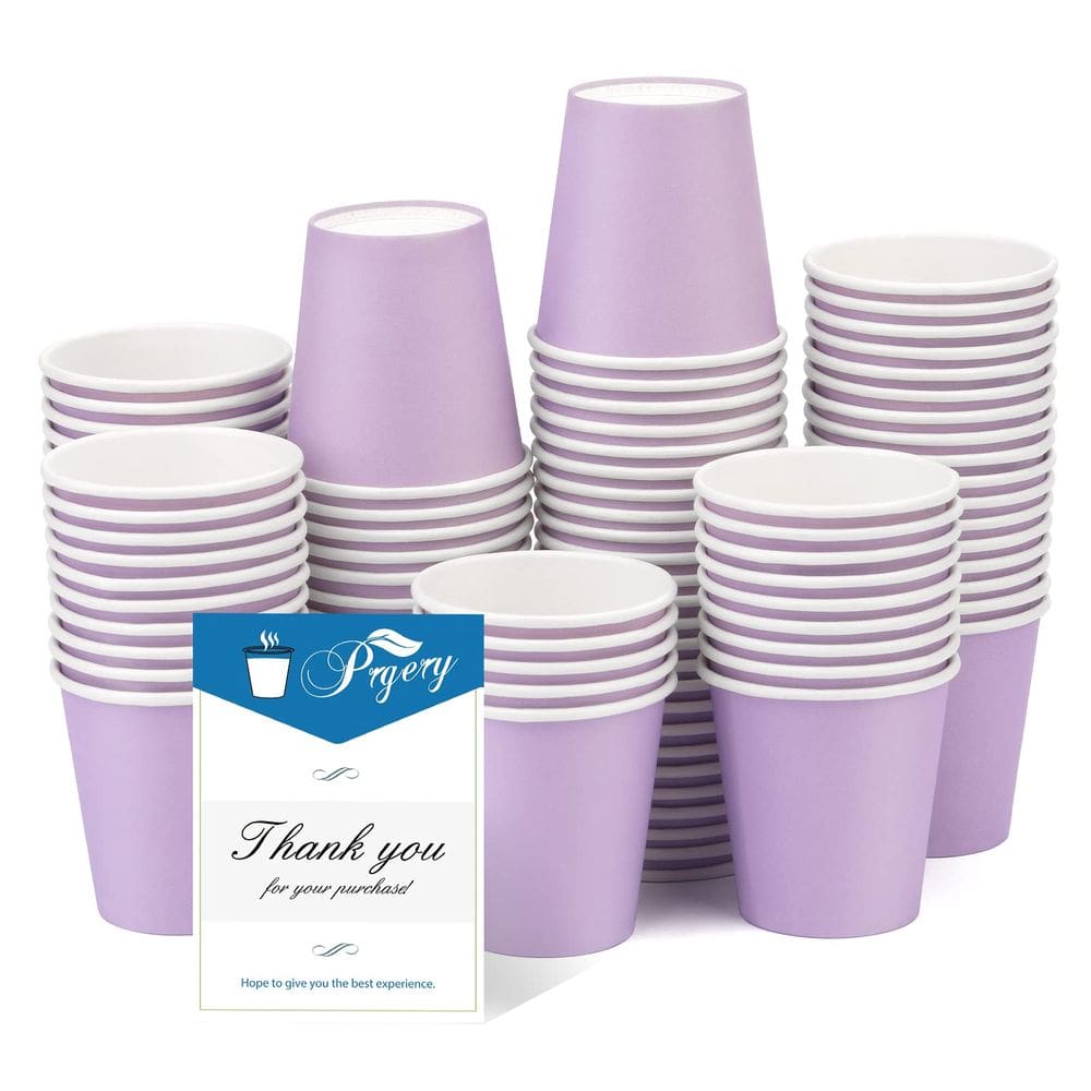 Copos de papel Prgery, pacote 100, 90 ml, banheiro descartável roxo
