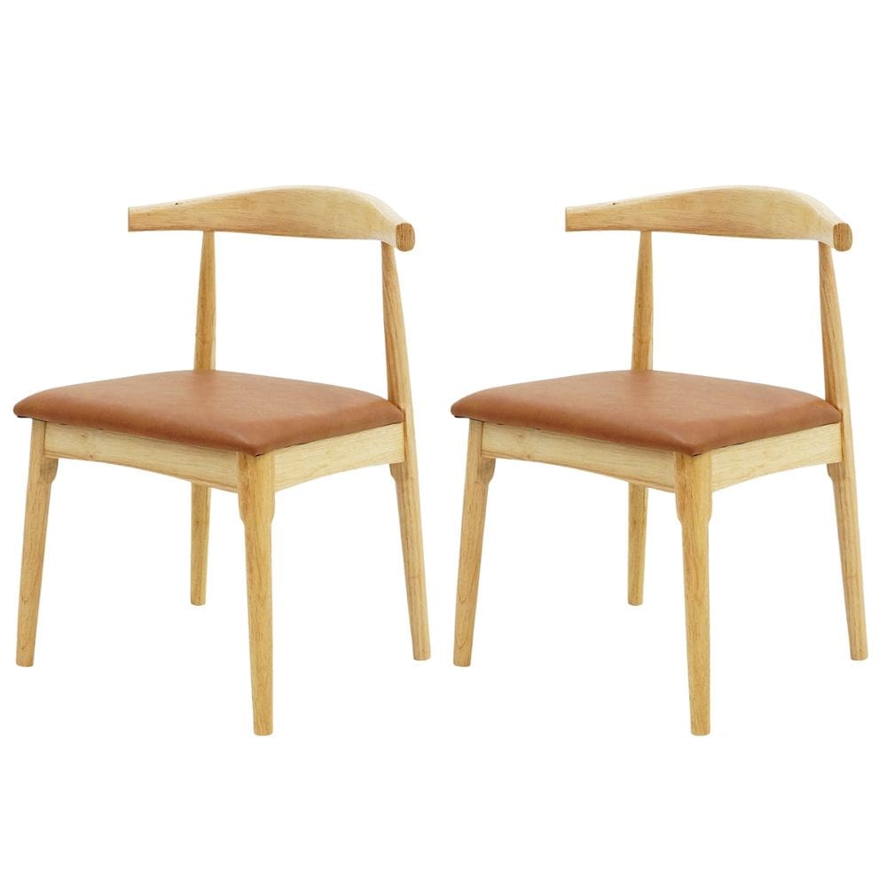 Kit 2 Cadeiras De Jantar Estofada Marrom Carina Elbow Base em Madeira