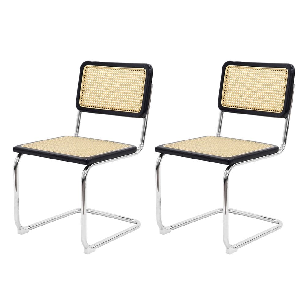 Kit 2 Cadeiras De Jantar Cesca Cor Preta Madeira Base Inox