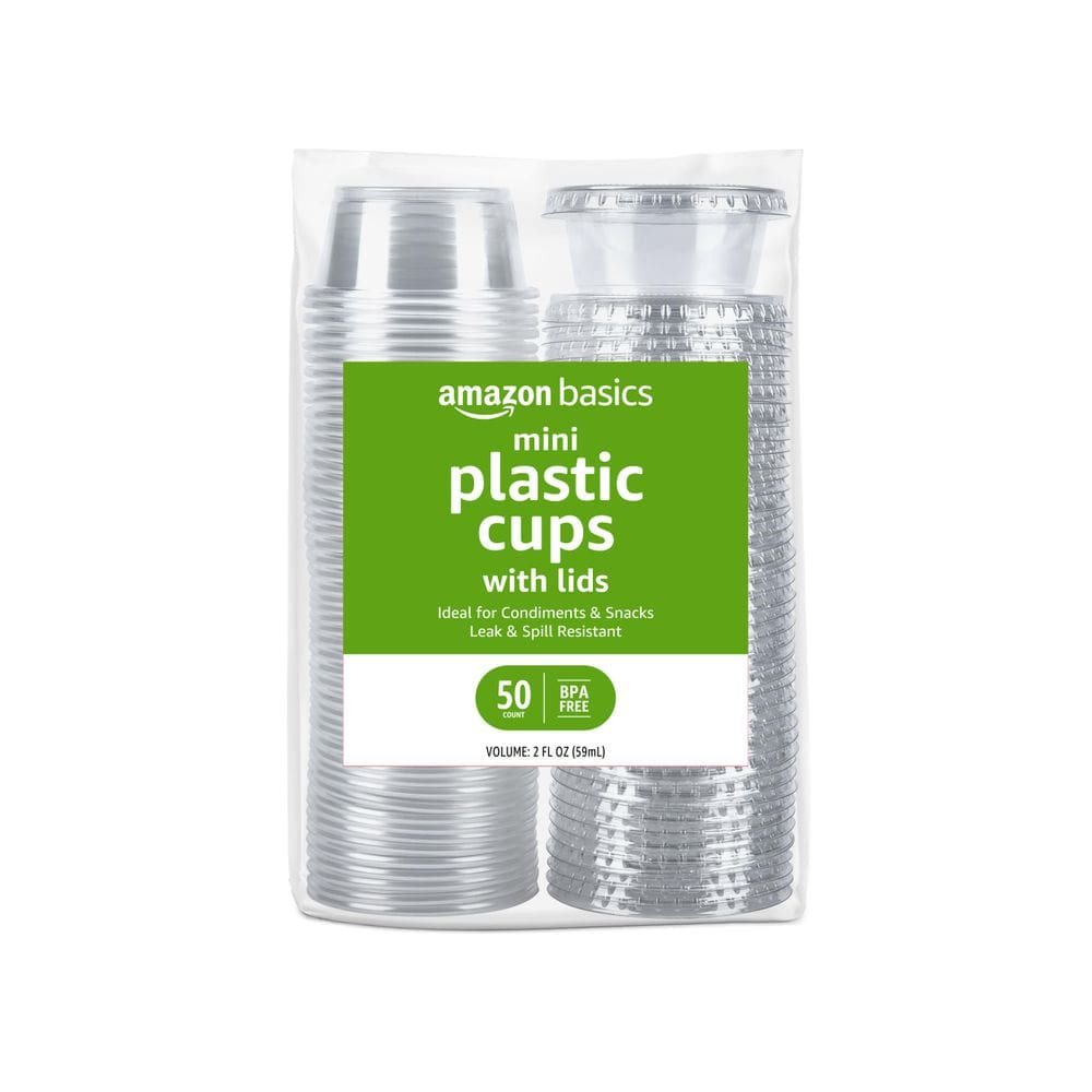 Copos descartáveis de plástico para viagem Amazon Basics 60 ml e 50 unidades