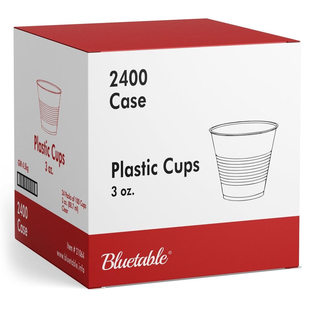 Copos de plástico Bluetable 90mL descartáveis transparentes, pacote 2400