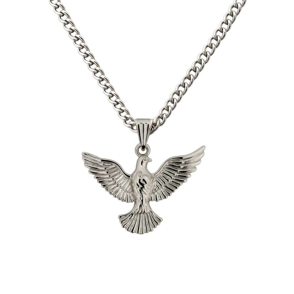 Colar Corrente Pomba Espírito Santo 2,5 cm Metal Niquelado