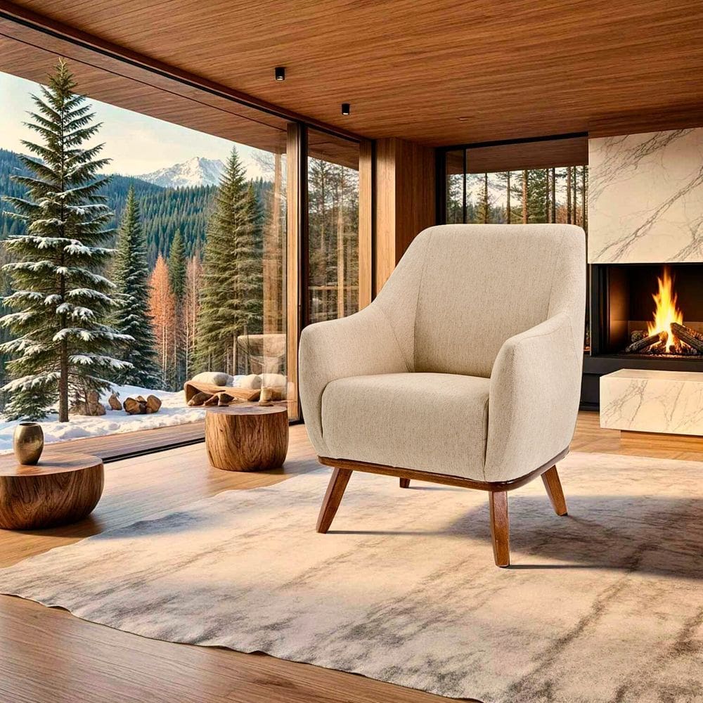 Poltrona Base em Madeira 86cm X 75cm Bege