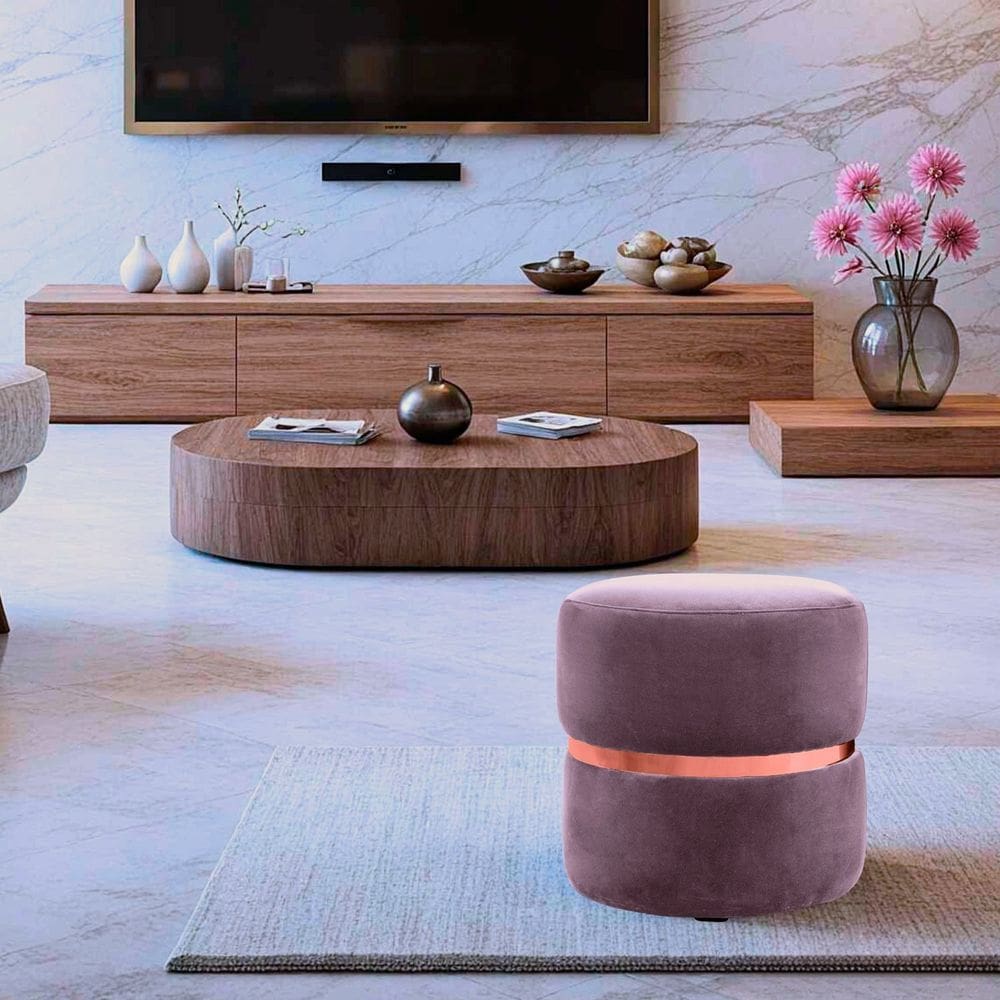 Puff para Sala de Estar 45cm X 40cm Round Rose