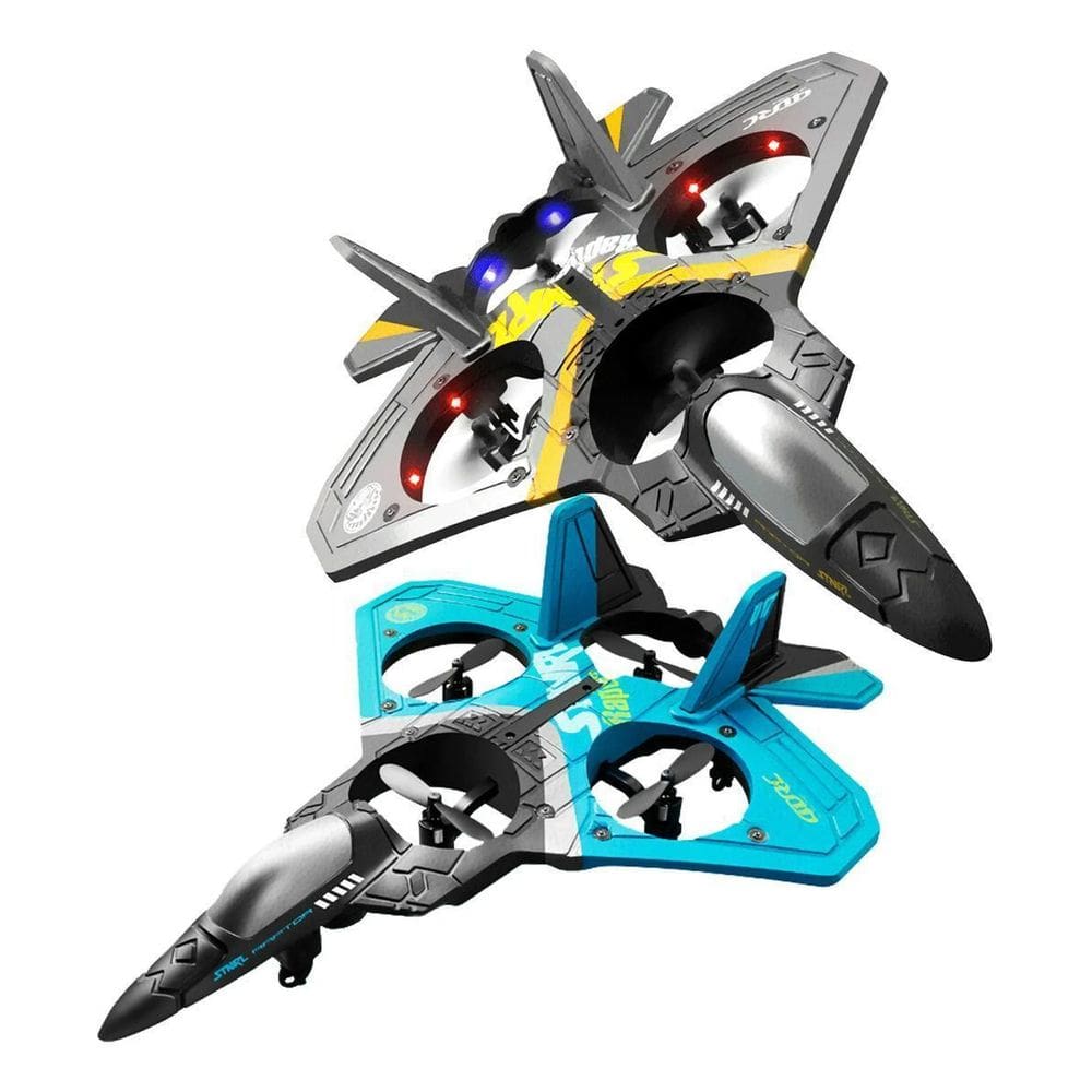 Avião Drone Combat Aircraft Controle Remoto 4 Motores Preto