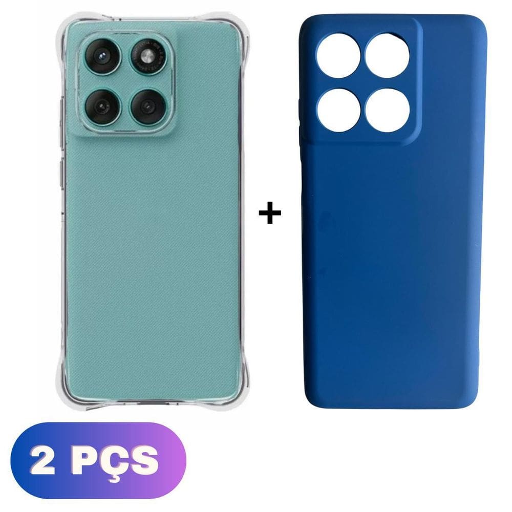 Kit Capa Colorida + Capinha Transparente Moto Edge 60 5G