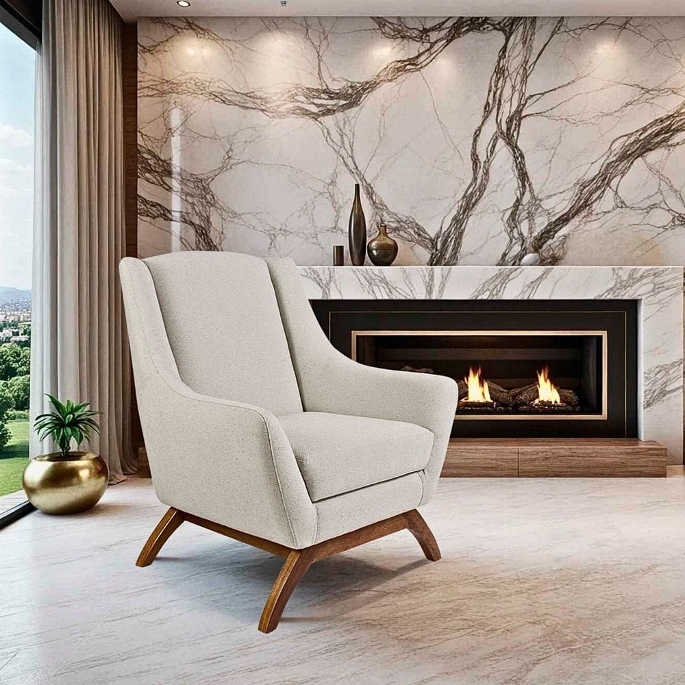 Poltrona Base em Madeira 105cm X 80cm Juliet Bege