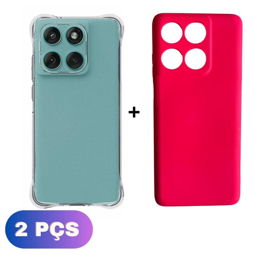 Kit Capa Colorida + Capa Transparente Moto Edge 60 Fusion