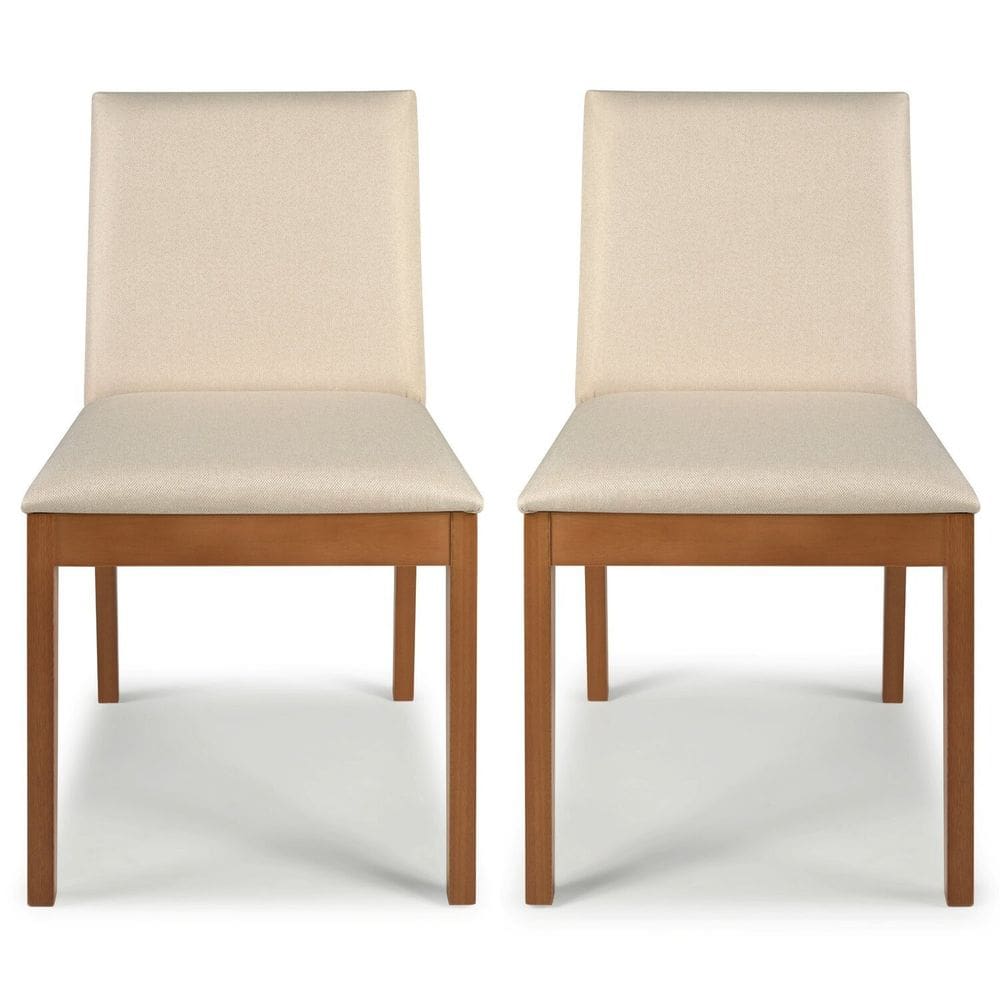 Conjunto 2 Cadeiras Sala de Jantar com Encosto Estofado Masp Castanho/Bege
