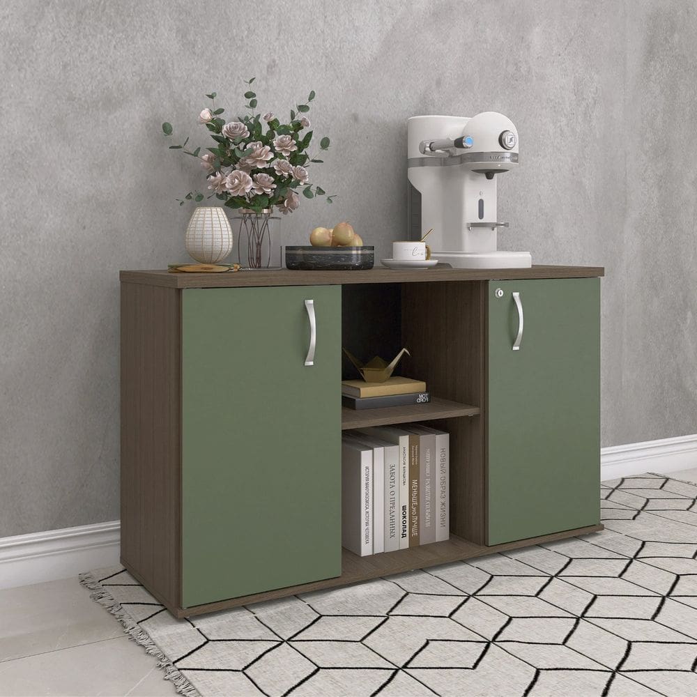 Armário Credenza 2 Portas Pivotante P25 Walnut/Salvia