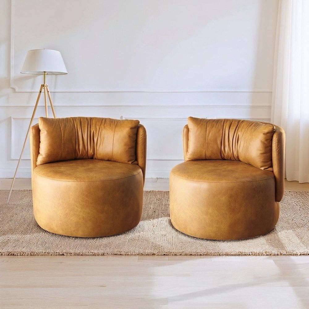 Conjunto 2 Poltronas Base Fixa e Estofada Lizzy Espresso Móveis Marrom Caramelo