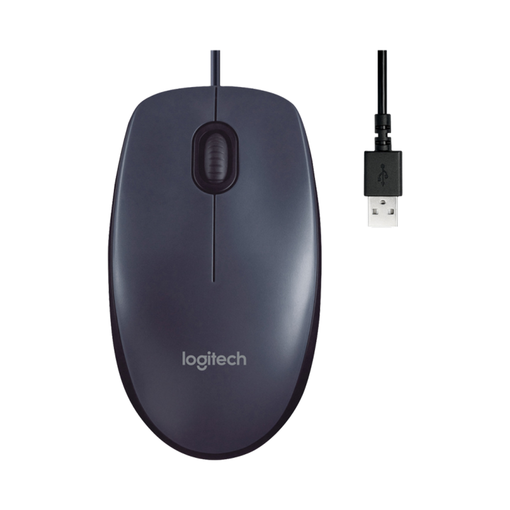 Mouse Com Fio Usb Logitech M90 Cinza
