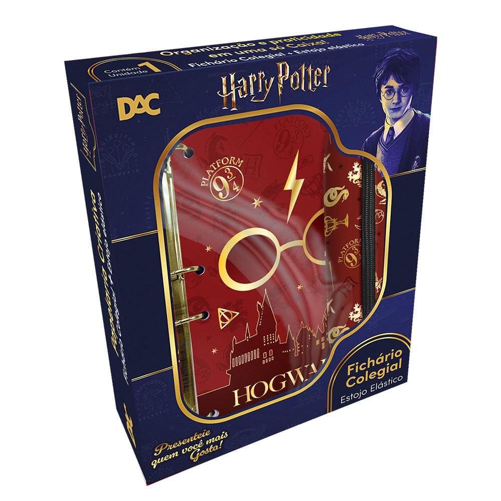 Caixa criativa c/ caderno argolado + estojo Harry Potter Dac