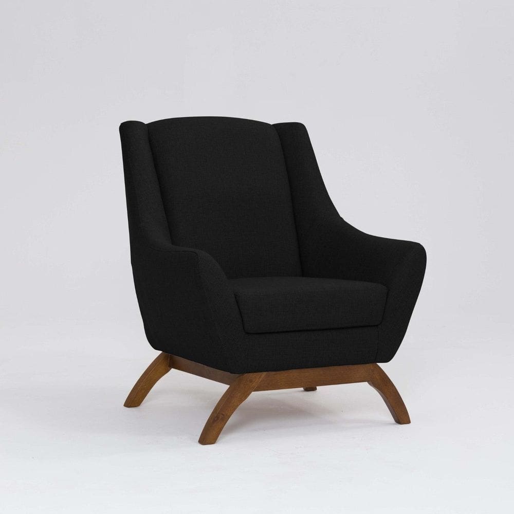 Poltrona para Sala de Estar Base em Madeira Juliet Mecla Preto