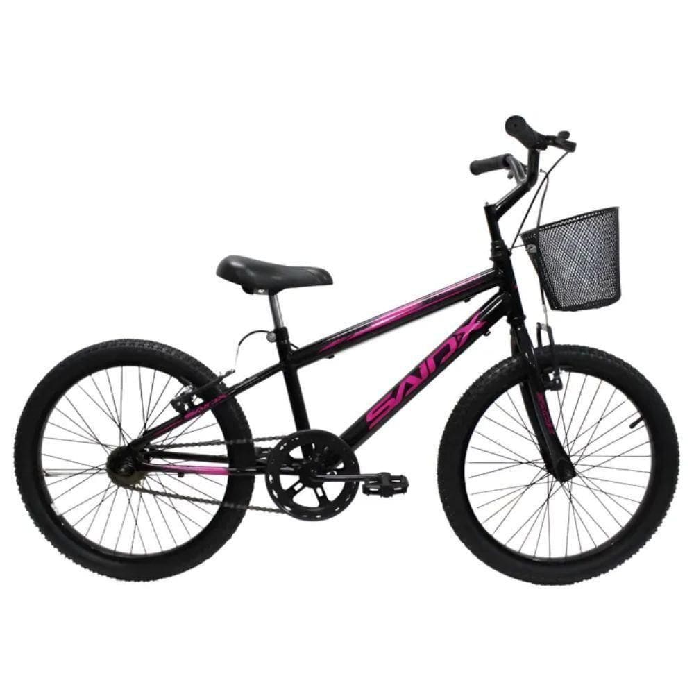 Bicicleta Aro 20 Bike Infantil Saidx Premium Feminina E Masculina Preto Rosa