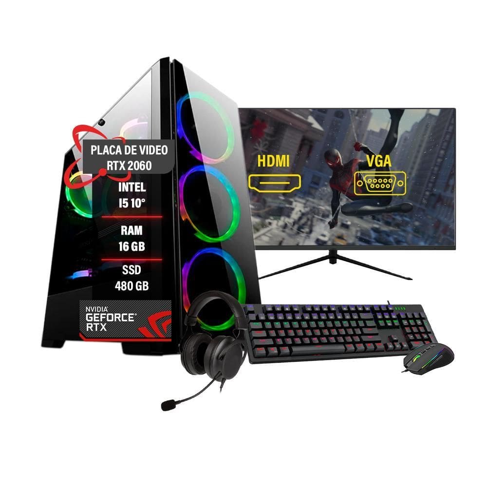 Pc Gamer Completo Intel I5 10 Rtx 2060 Ram 16Gb Ssd 480Gb