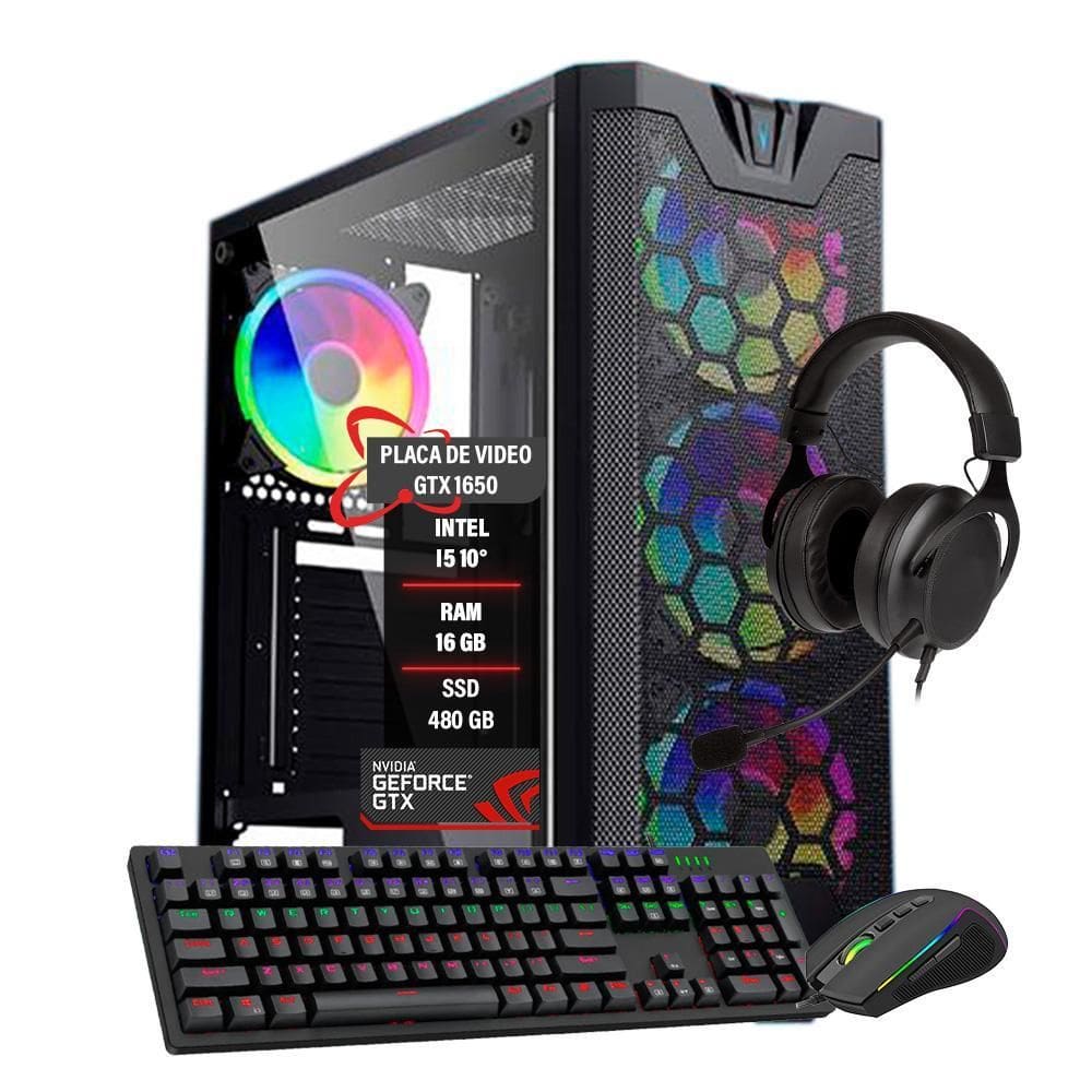 Pc Gamer Intel I5 10 Memória 16Gb Gtx 1650 Hd 1Tb Ssd 480Gb