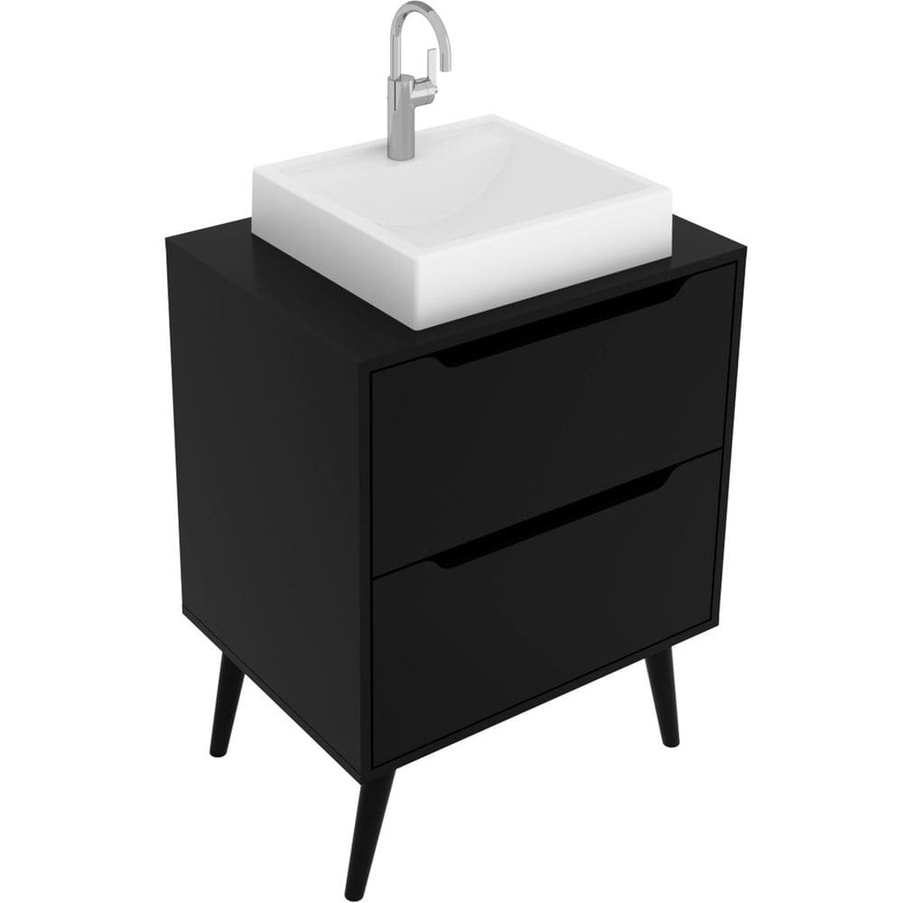 Gabinete para Banheiro 60 cm 2 Gavetas com Cuba Robin