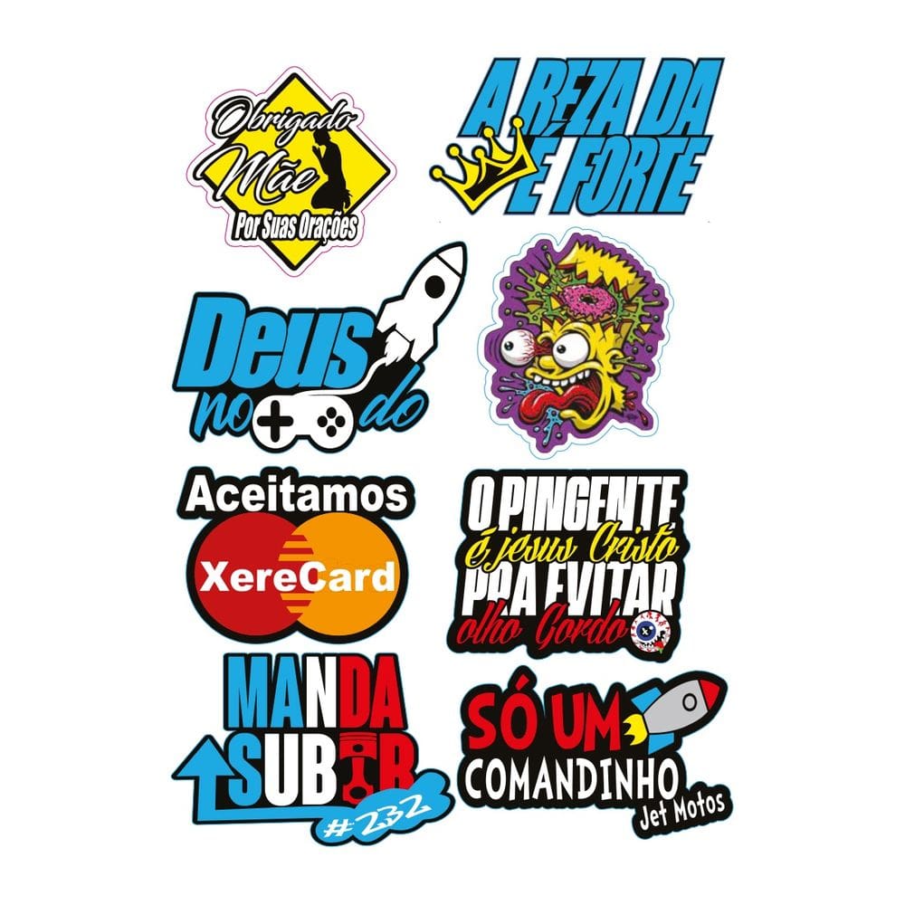 Kit 8 Adesivos Para Carro Bike Moto Capacete Prova D`Água