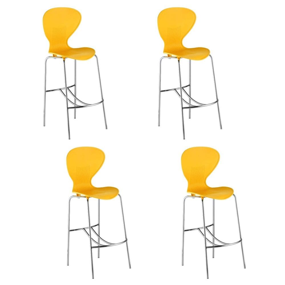 Conjunto 4 Banquetas Alta com Encosto Flash Amarelo