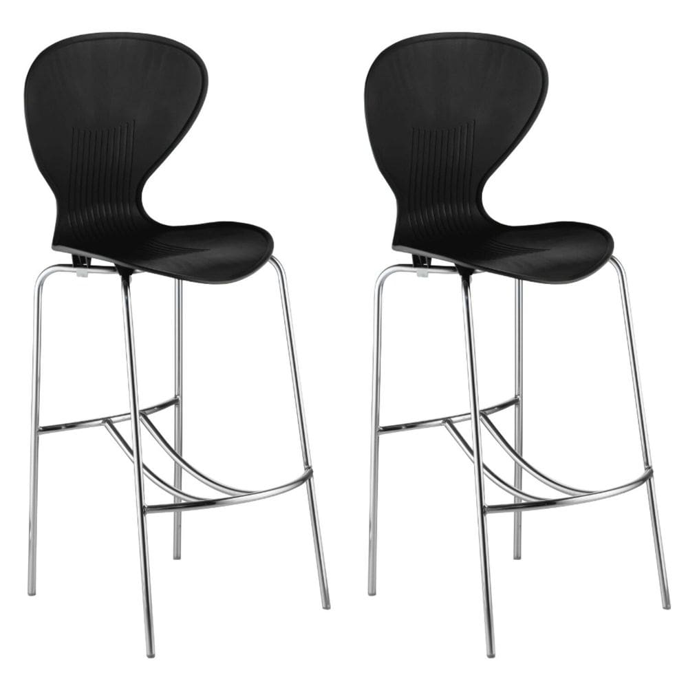 Conjunto 2 Banquetas Alta com Encosto Flash Preto