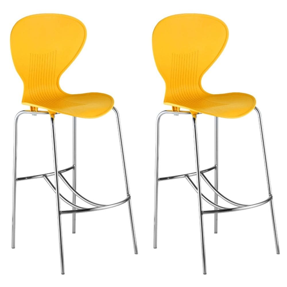 Conjunto 2 Banquetas Alta com Encosto Flash Amarelo
