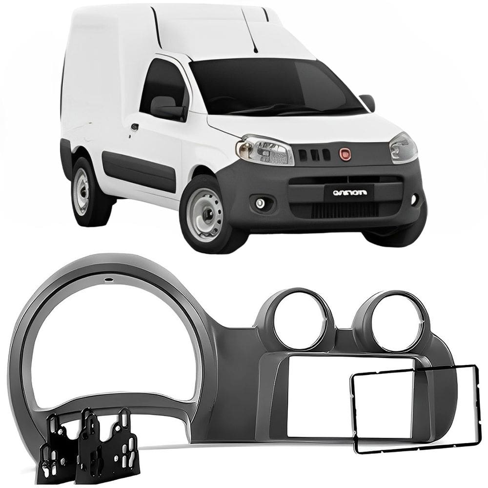 Moldura Painel Central 2 Din Fiat Nova Fiorino 2015 à 2021 Som Mp5 Dvd Cinza