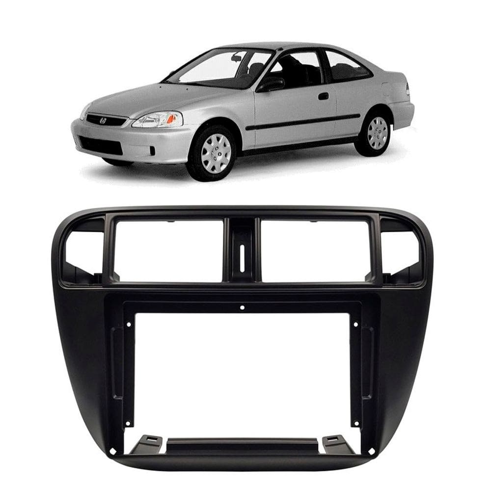 Moldura Painel Central Multimidia 9 Polegadas Civic Ar Digital 1996 à 2000 Preto Fosco Som
