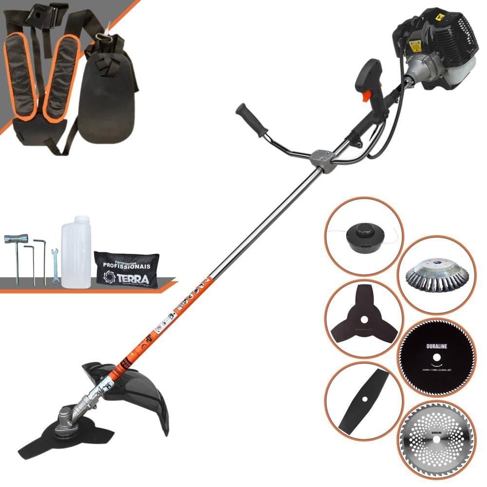 Roçadeira Profissional À Gasolina GRH430 Terra 43cc 6.500rpm 1,7HP Multifuncional Completa Com 6 Opções de Cortes Para Todos os Tipos de Trabalho