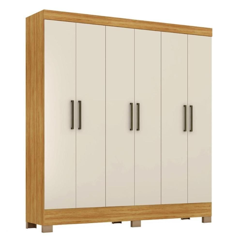 Guarda Roupa Casal Prático 6 Portas Cinamon Touch/off White - Demóbile Cinamon Touch/off White