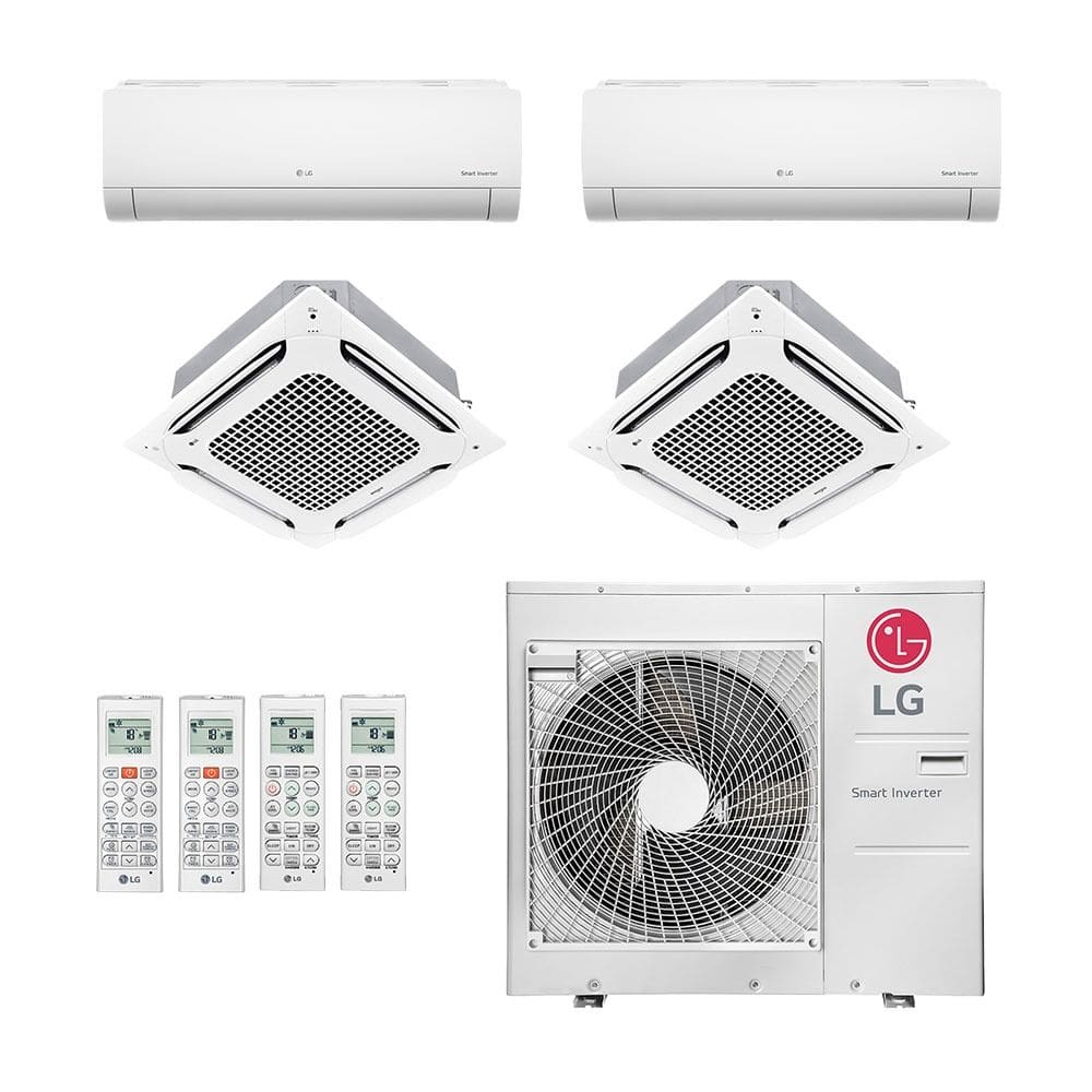 Ar-Condicionado Multi Split Inverter LG 48.000 (1x Evap HW 9.000 + 1x Evap HW 18.000 + 2x Evap Cassete 4 Vias 24.000) Quente/Frio 220V