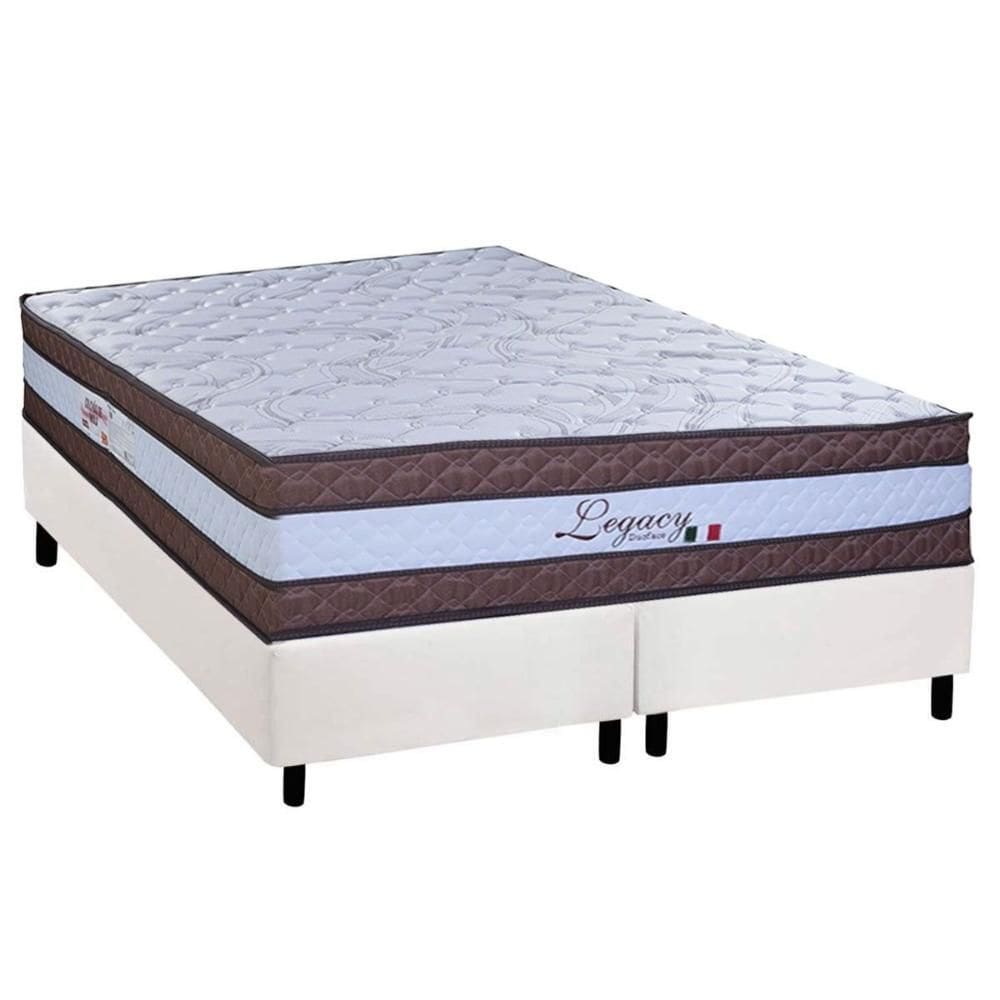 Cama Box King: Colchão Molas Molas Ensacadas Ensacadas Paropas Legacy White + Base CRC Corano White (193x203)