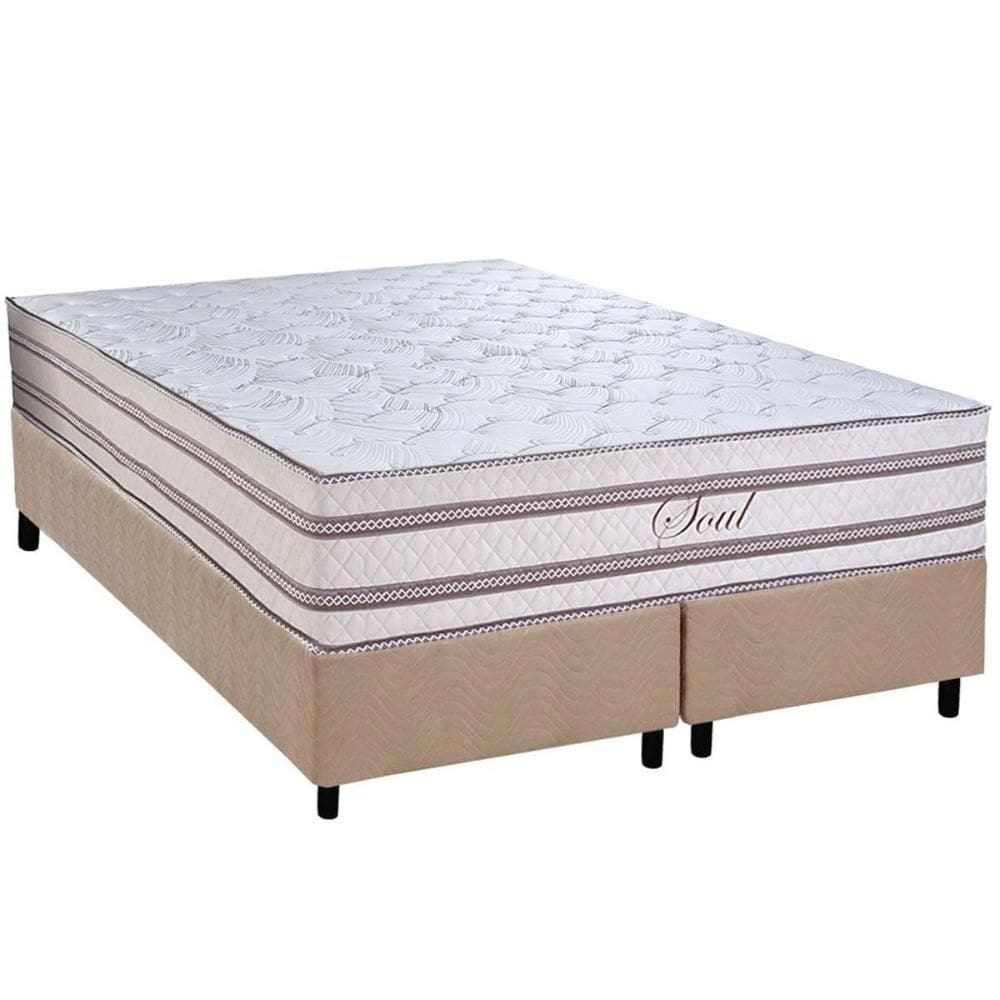 Cama Box King: Colchão Molas MasterPocket Ensacadas Paropas Soul + Base CRC Suede Clean (193x203)