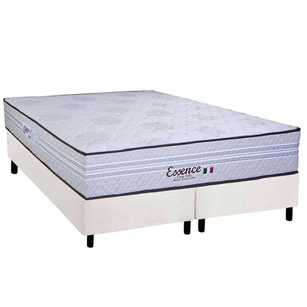 Cama Box Queen: Colchão Molas Molas Ensacadas Ensacadas Paropas Essence + Base CRC Corano White (158x198)