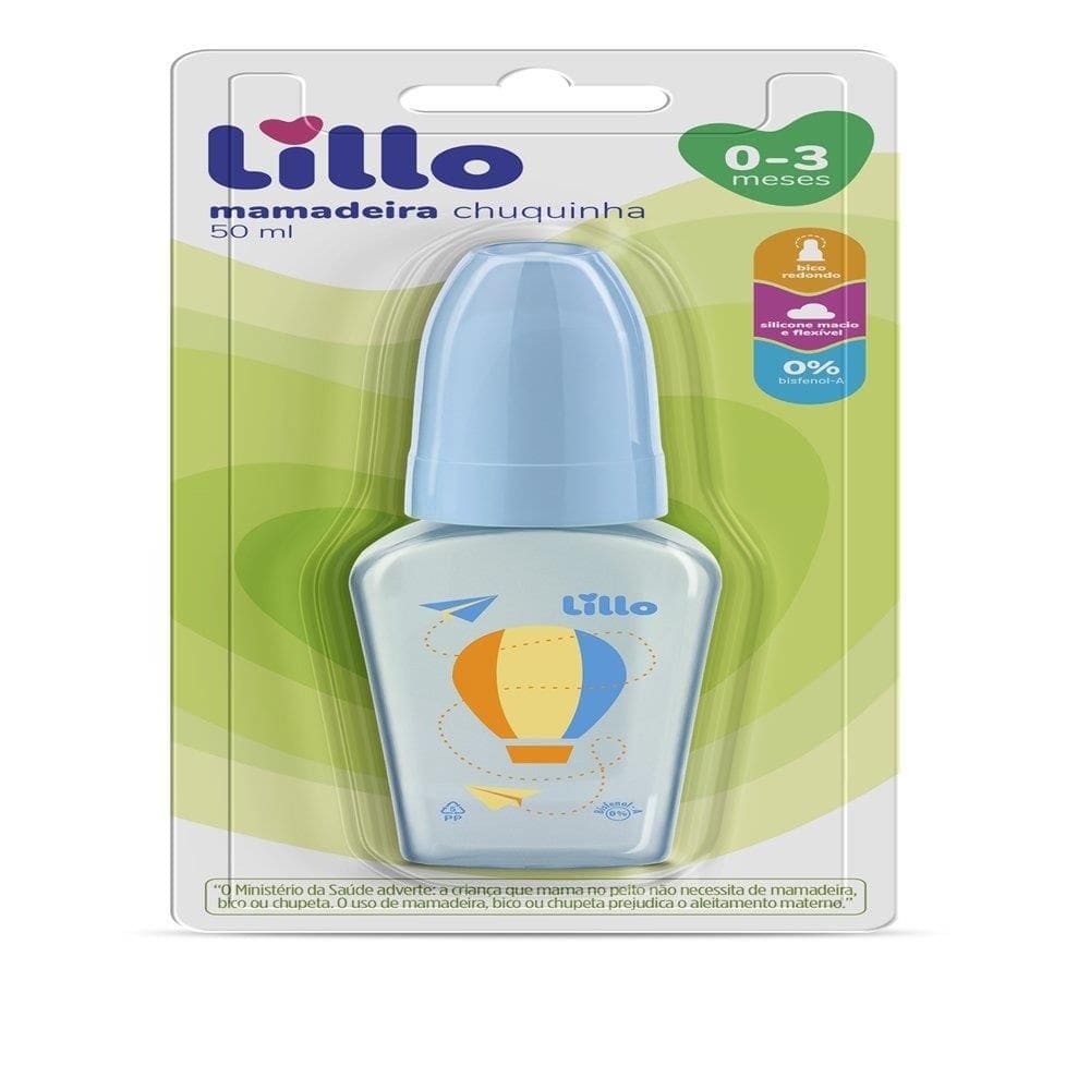 Mamadeira Lillo Miniform Primeiros Passos Silicone 50ml Azul