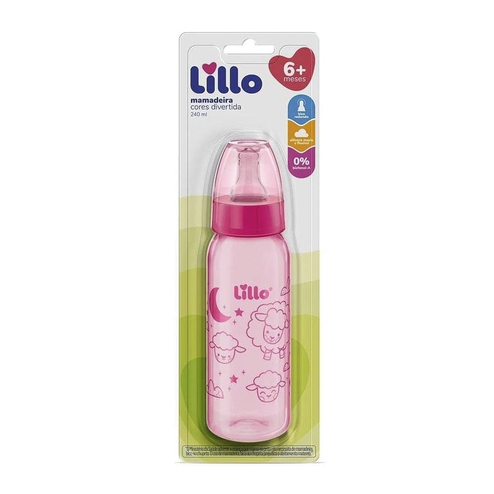 Mamadeira Lillo de Silicone Divertida 240ml Rosa